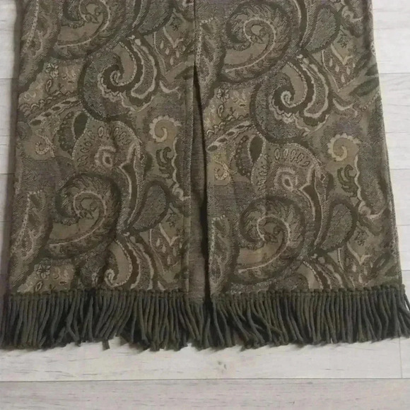 LENNIE for Nina Leonard Fringe Blanket Skirt Black and Brown Size S - Picture 5 of 7